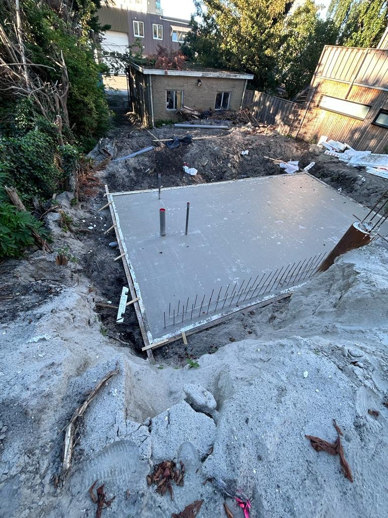 Riolering in fundering gestort